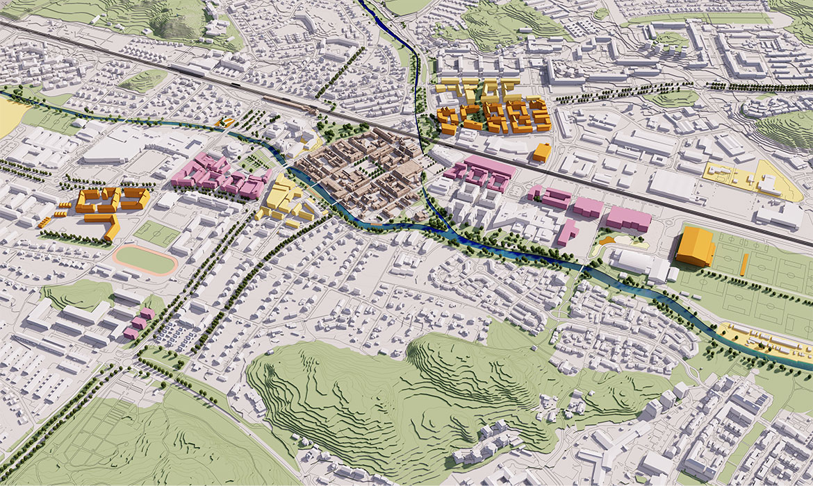 Modell över stadsutveckling för Kungsbacka stad