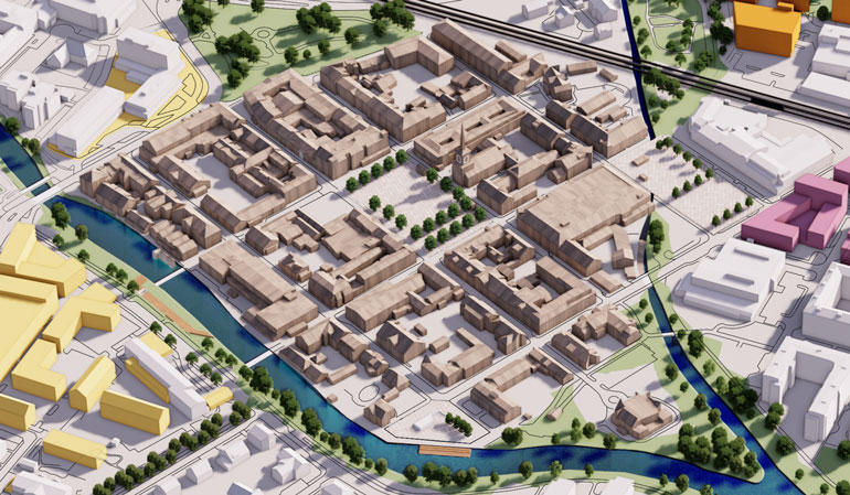 Kartmodell över Kungsbacka innerstad